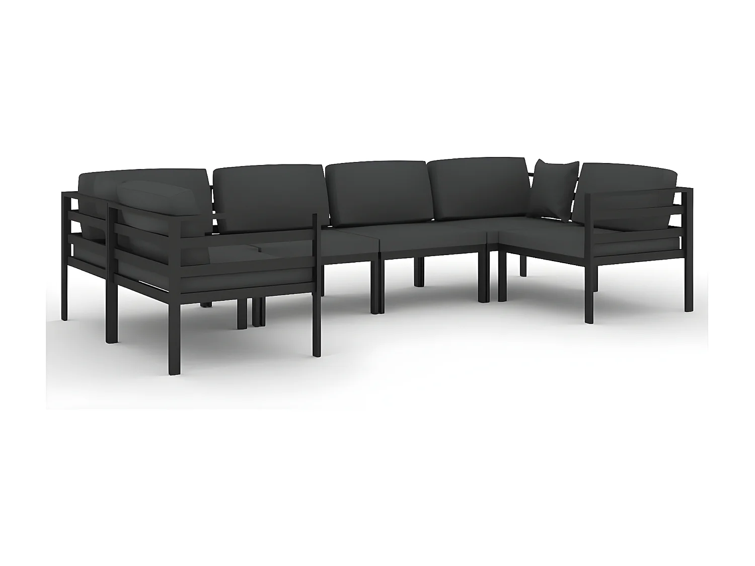 Salon de jardin 6 pcs avec coussins Aluminium Anthracite 2