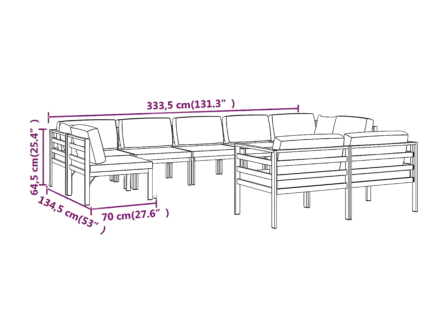 Salon de jardin 9 pcs avec coussins Aluminium Anthracite