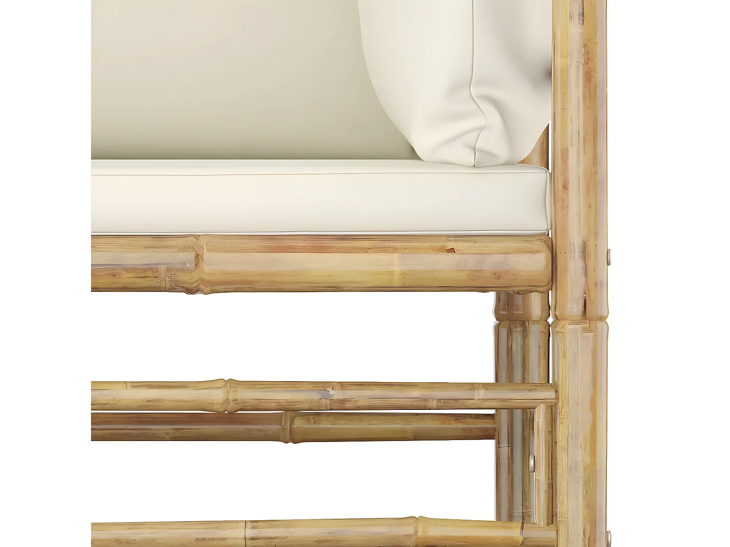 Salon de jardin 12 pcs avec coussins blanc crème Bambou