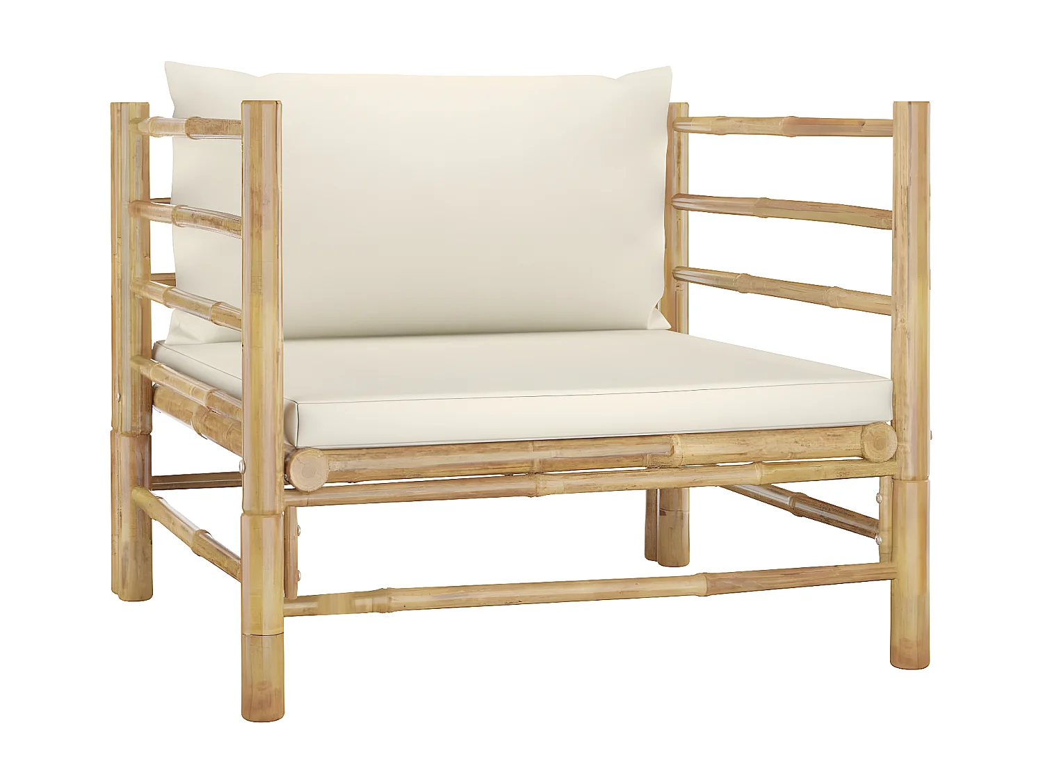 Salon de jardin 12 pcs avec coussins blanc crème Bambou