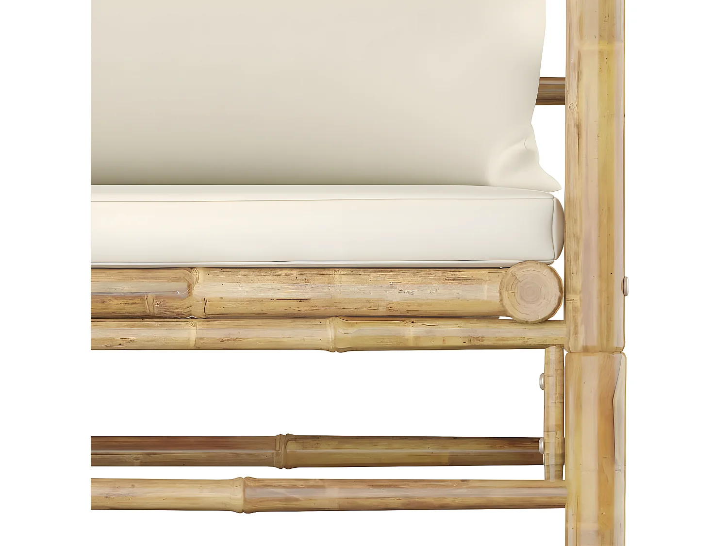 Salon de jardin 12 pcs avec coussins blanc crème Bambou