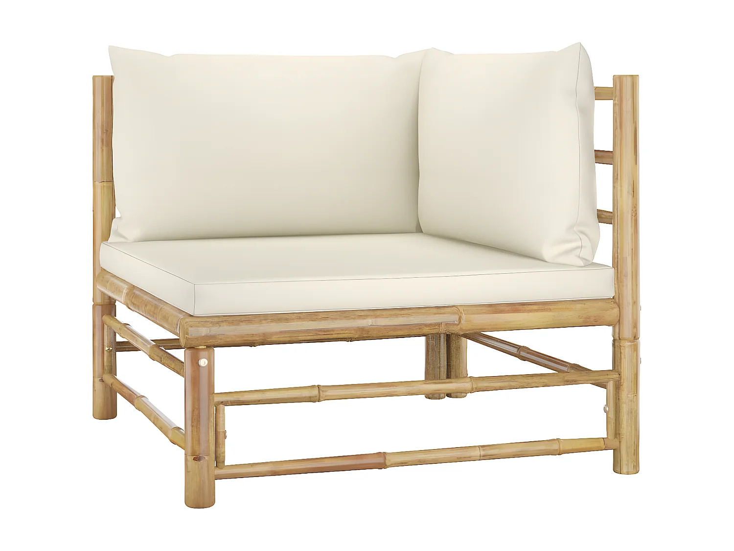 Salon de jardin 12 pcs avec coussins blanc crème Bambou