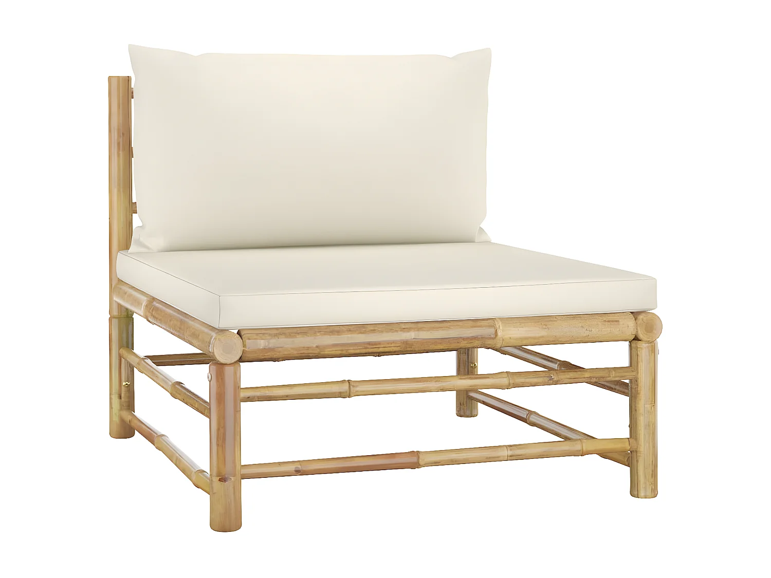 Salon de jardin 12 pcs avec coussins blanc crème Bambou