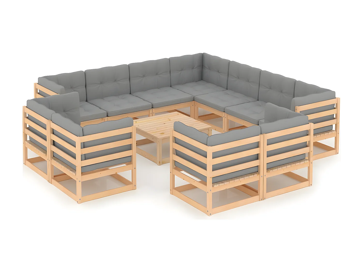 Salon de jardin 12 pcs avec coussins Bois de pin massif 6