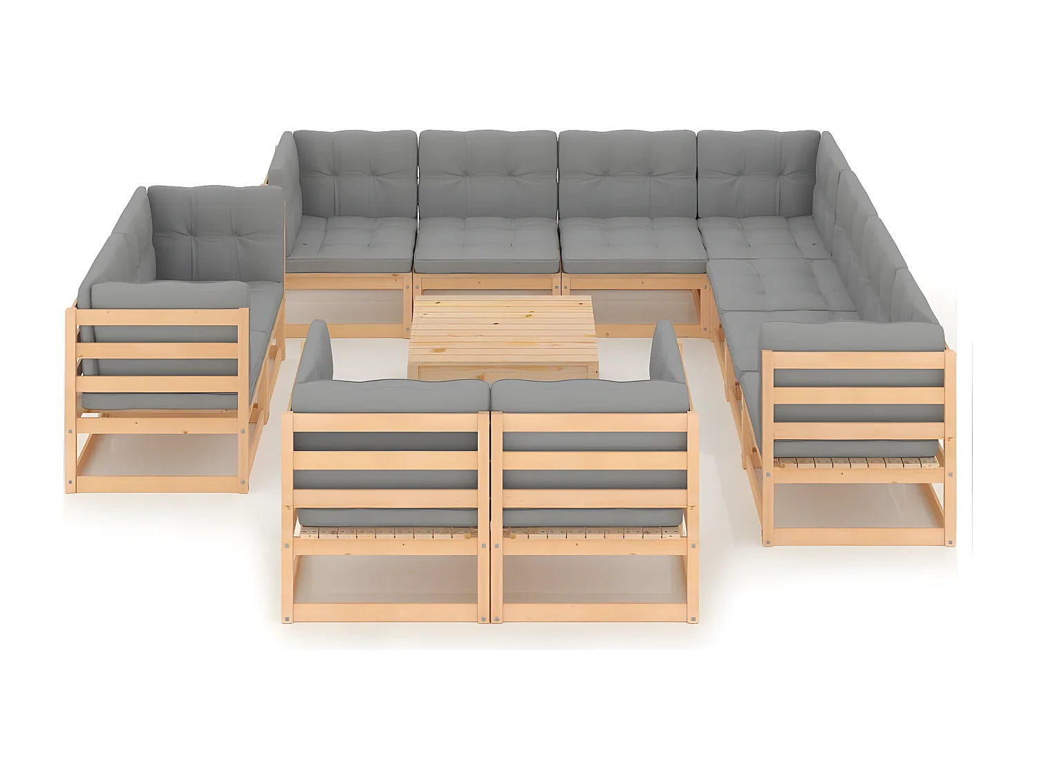 Salon de jardin 12 pcs avec coussins Bois de pin massif 6