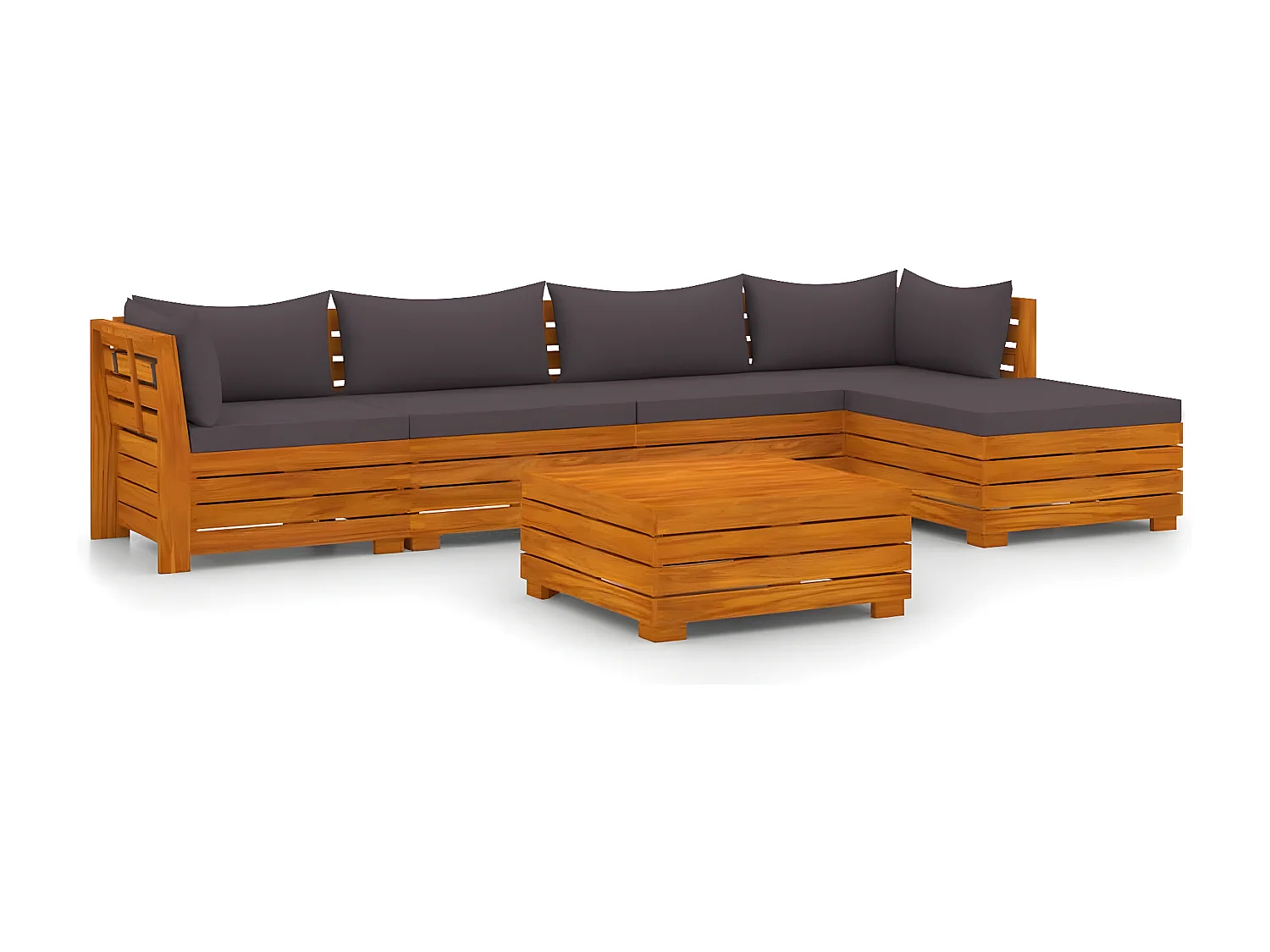 Salon de jardin 6 pcs avec coussins Bois d'acacia solide 22