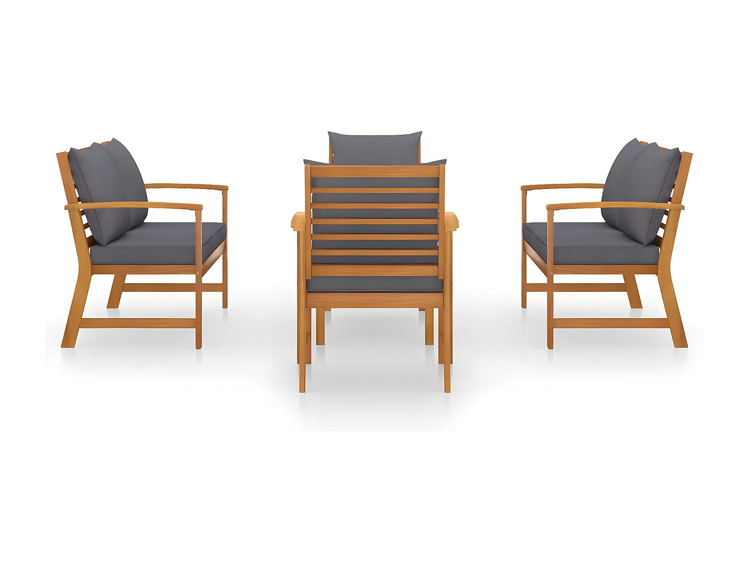 5-delige Loungeset met kussens massief acaciahout