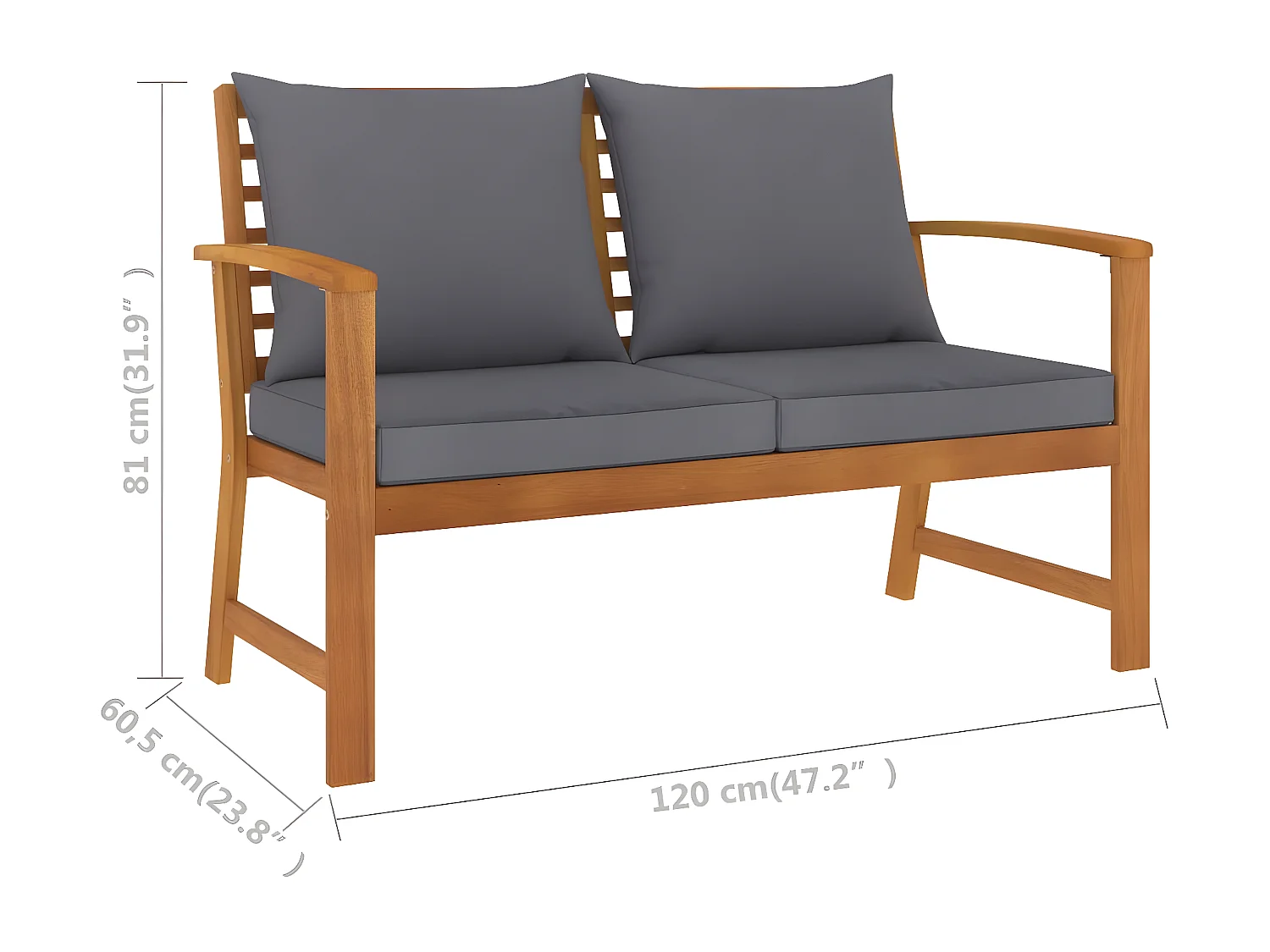 5-delige Loungeset met kussens massief acaciahout