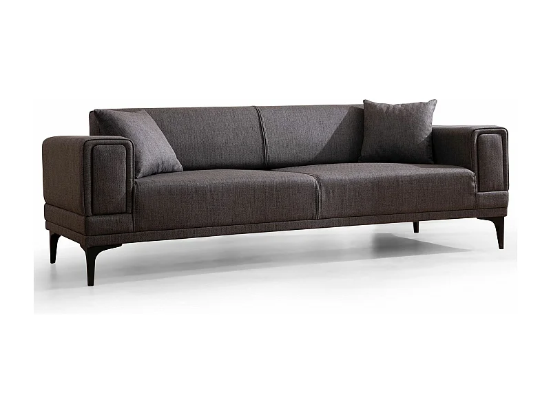 3-zits slaapbank in Toviga stof 230 cm-Kleur Houtskool grijs