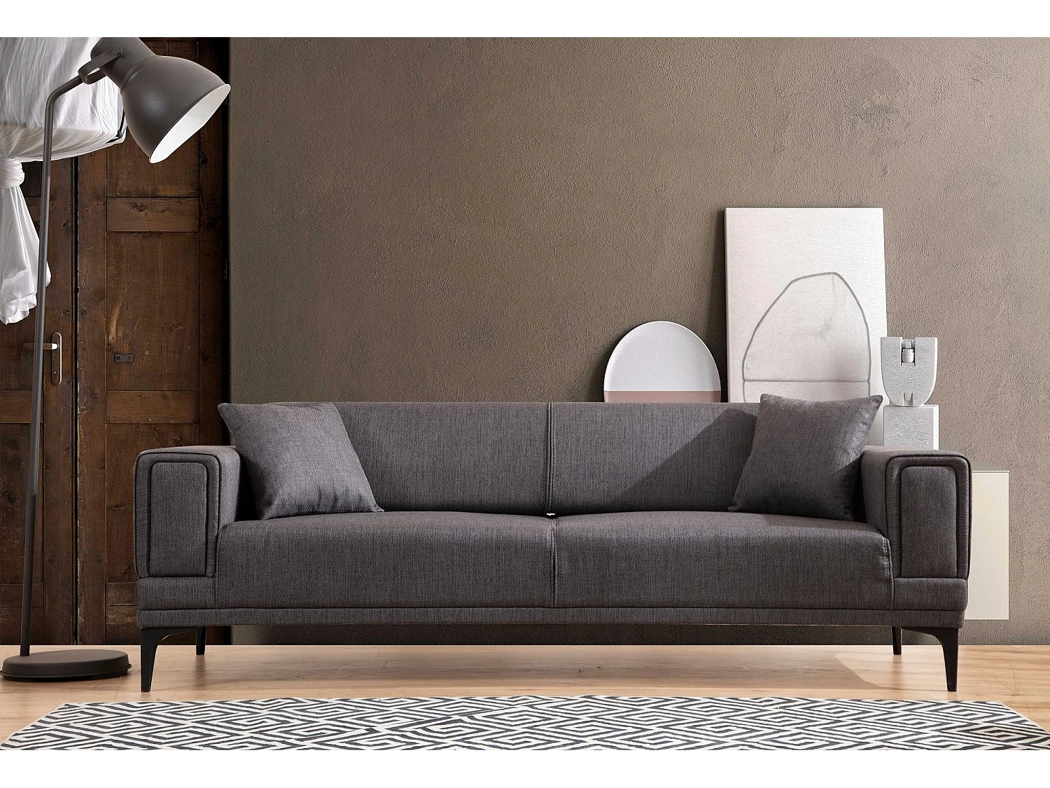 Canapé 3 places convertible Vertice Tissu toile Gris foncé