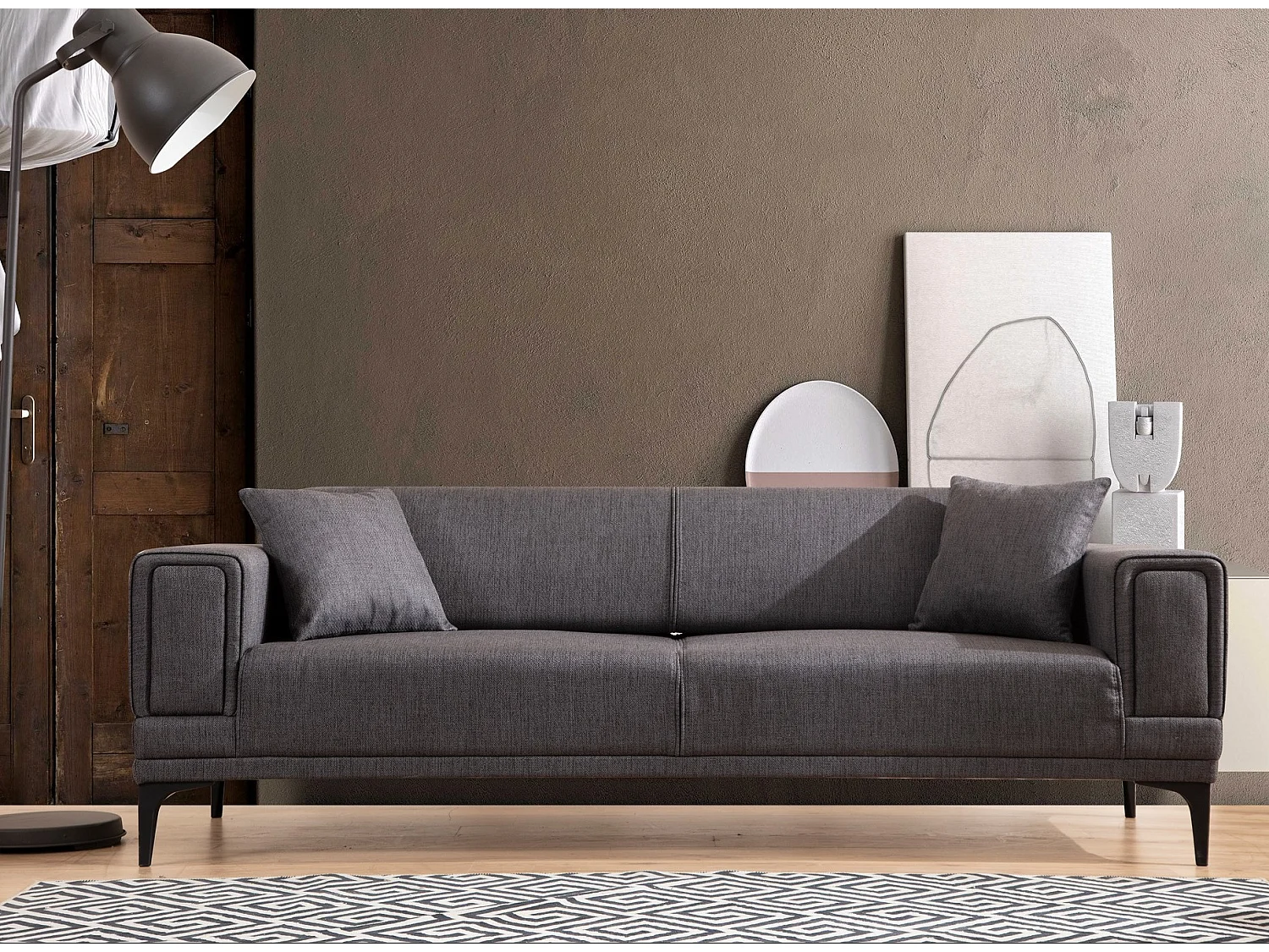 Canapé 3 places convertible Vertice Tissu toile Gris foncé