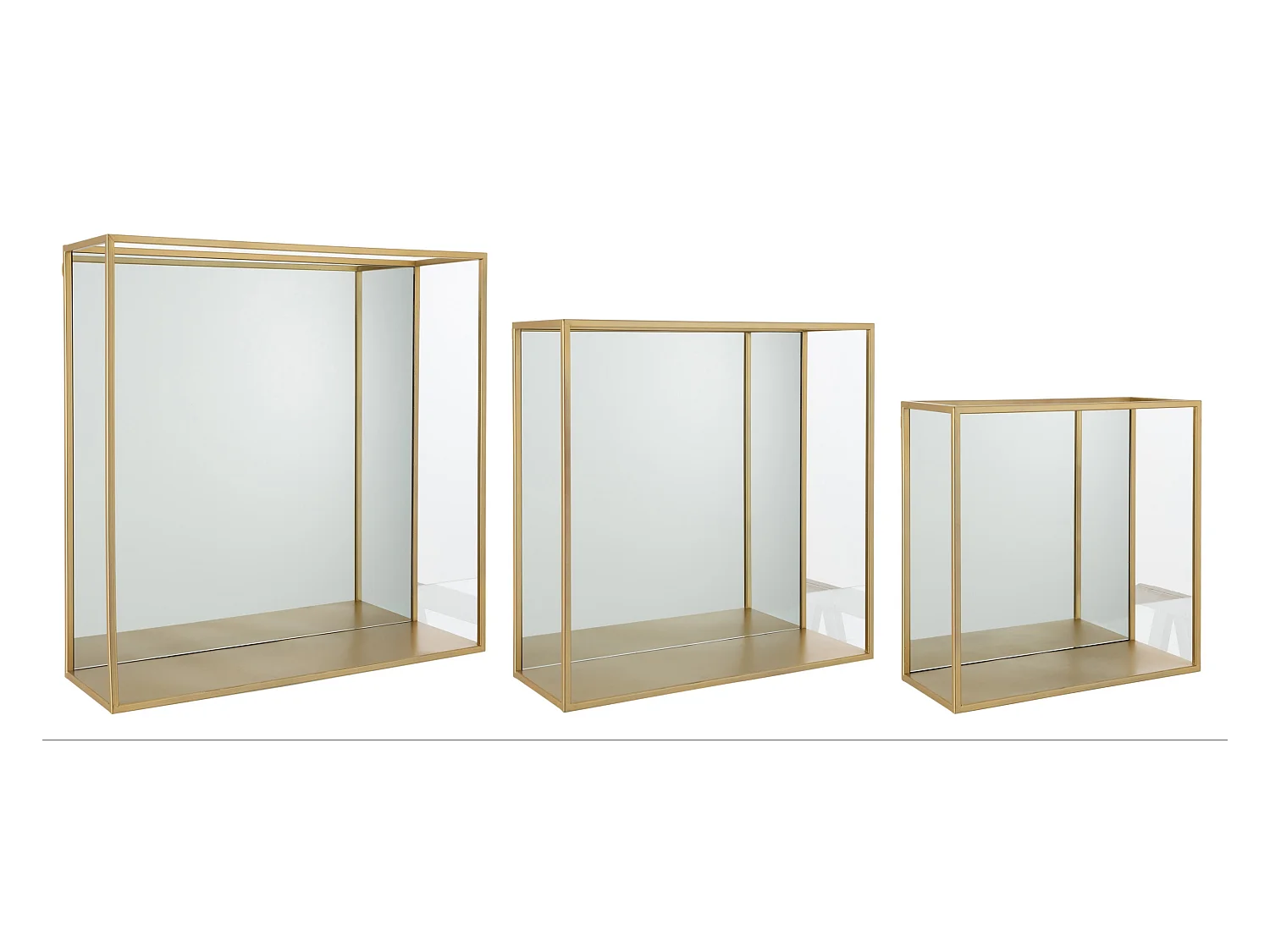 Lot de 3 Étagères Murales Déco "Miroir" 60cm Or