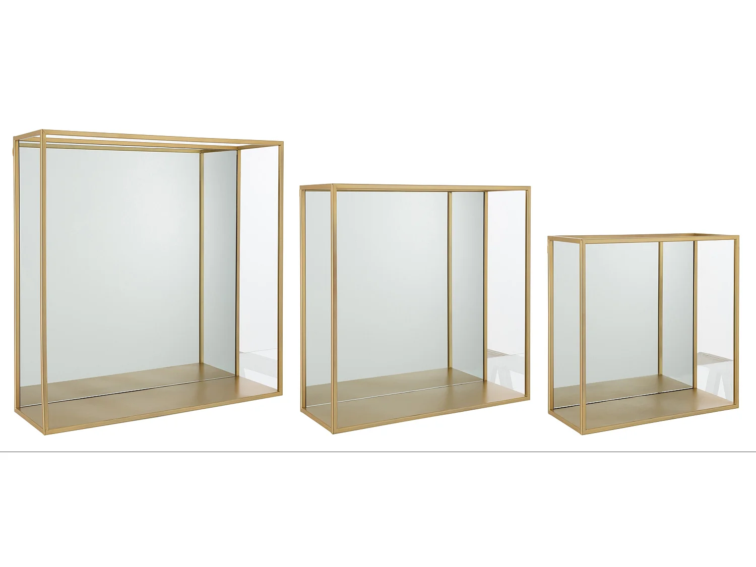 Lot de 3 Étagères Murales Déco "Miroir" 60cm Or
