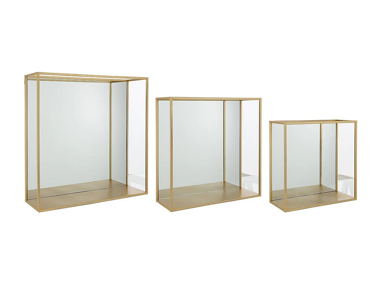 Lot de 3 Étagères Murales Déco "Miroir" 60cm Or