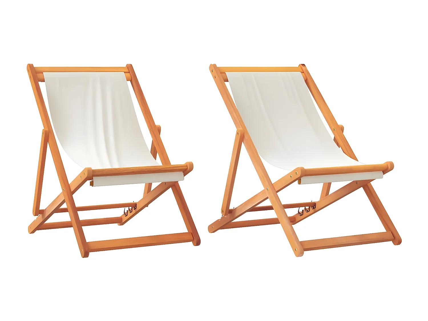 Chaises de plage pliables lot de 2 blanc crème tissu