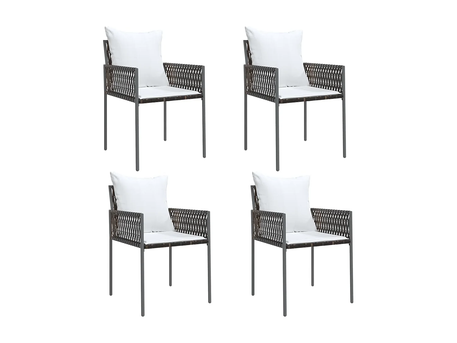 Chaises de jardin et coussins lot de 4 marron 54x61x83 rotin