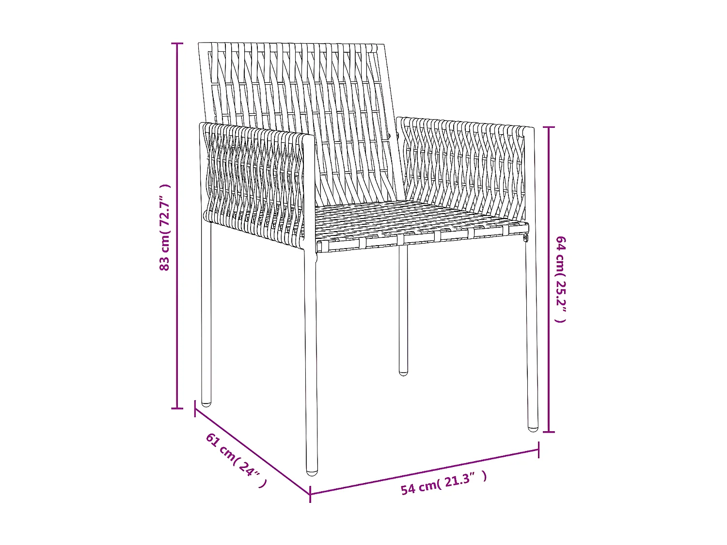 Chaises de jardin et coussins lot de 4 marron 54x61x83 rotin
