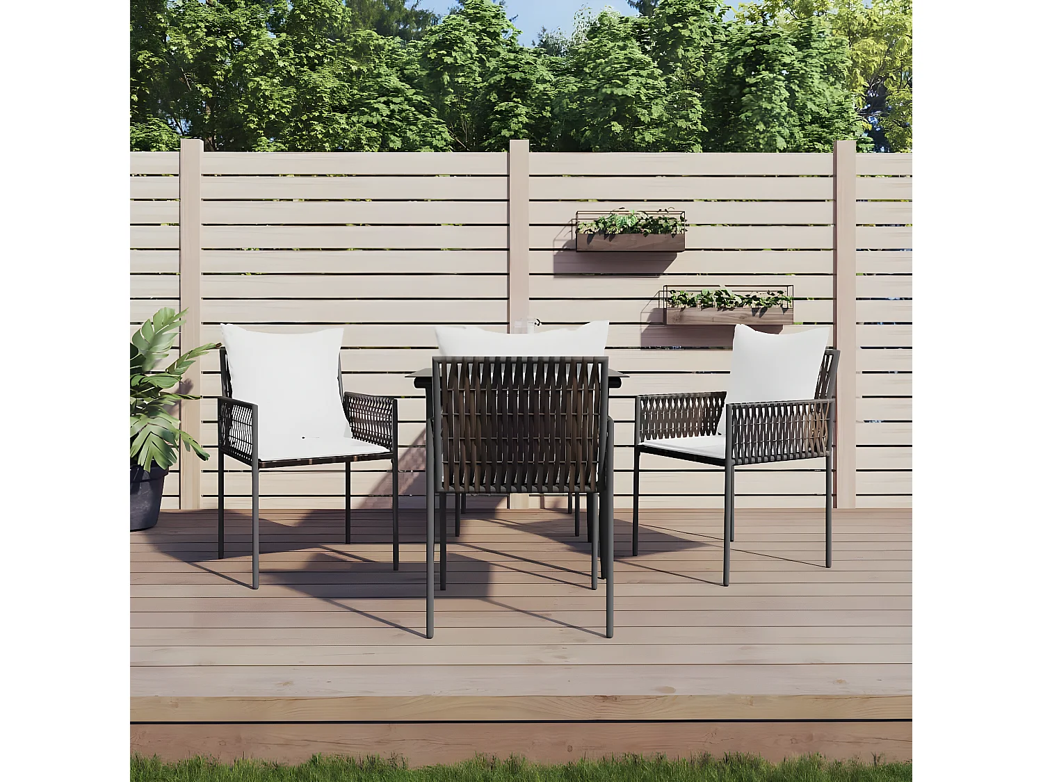 Chaises de jardin et coussins lot de 4 marron 54x61x83 rotin