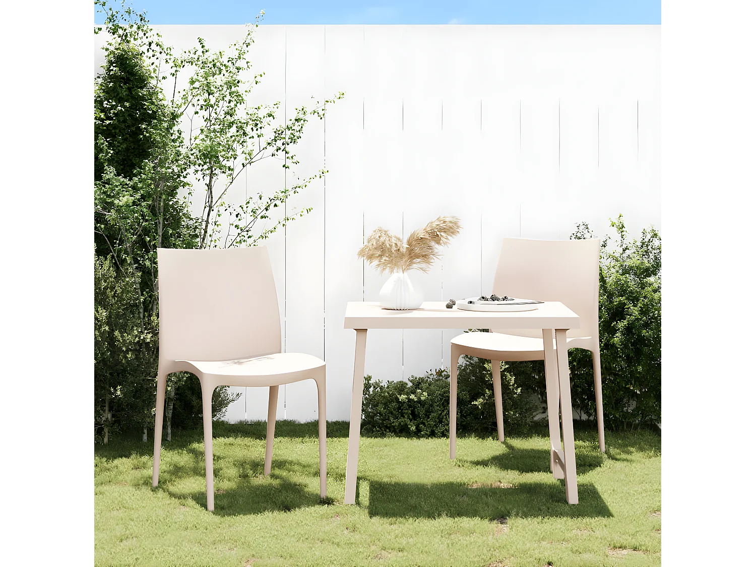 Chaises de jardin lot de 2 crème 50x46x80 polypropylène