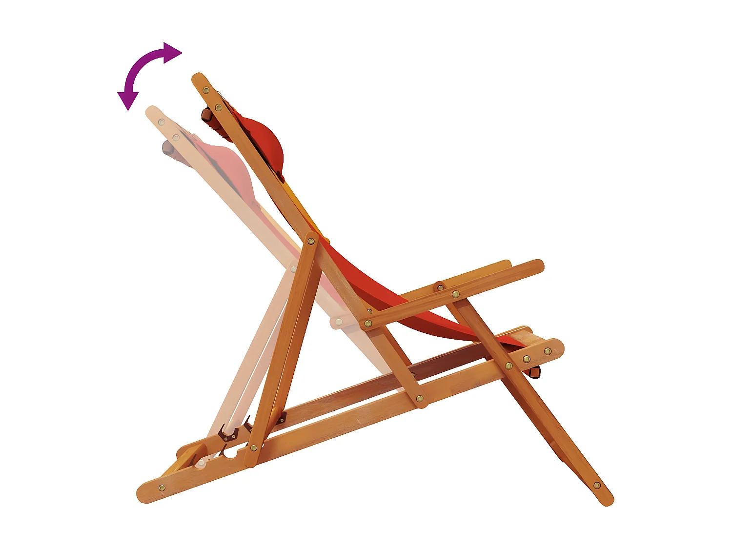 Chaises de plage pliables lot de 2 rouge tissu