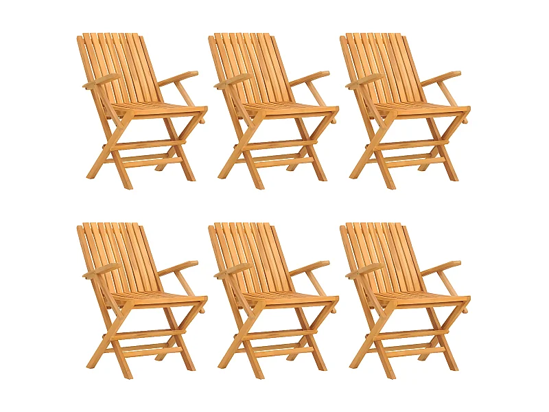 Chaises de jardin pliantes lot de 6 61x67x90 bois massif teck