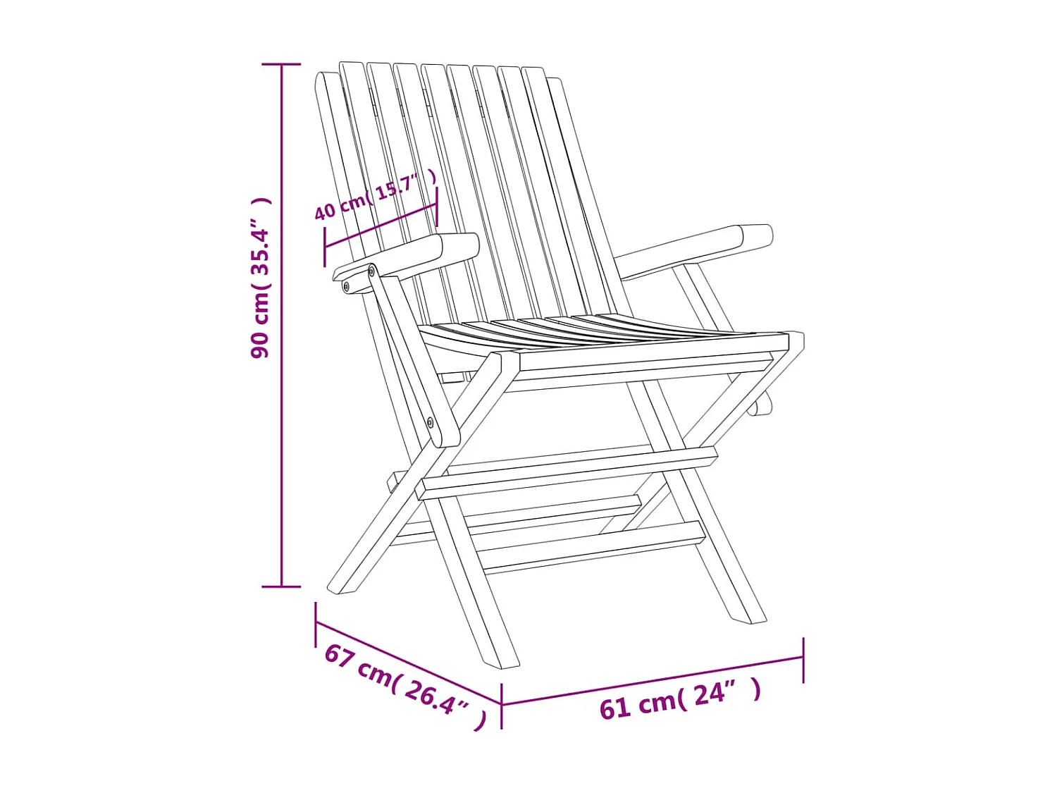Chaises de jardin pliantes lot de 6 61x67x90 bois massif teck