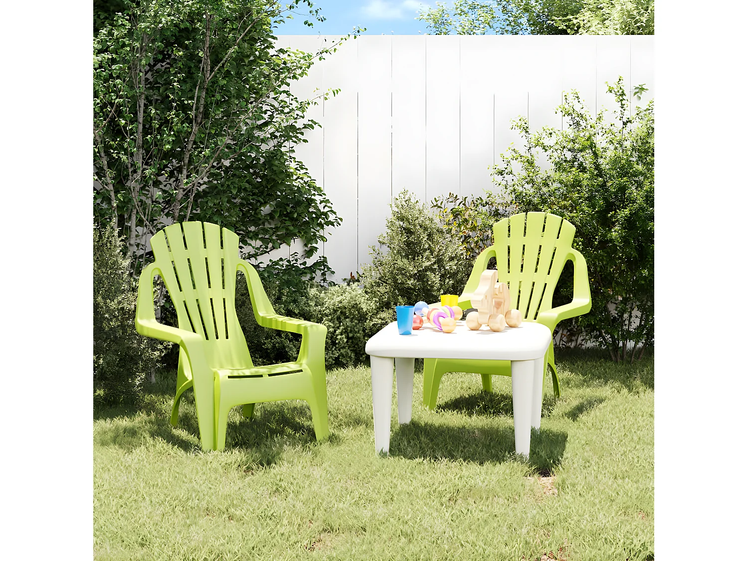 Chaises de jardin pour enfants lot de 2 vert 37x34x44 PP