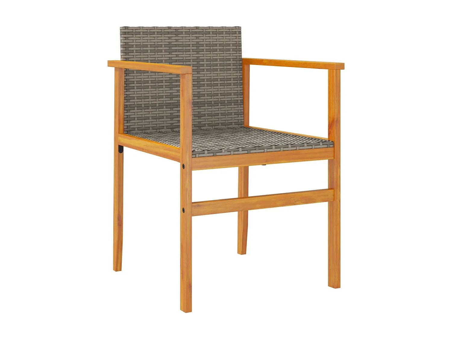 Chaises de jardin lot de 2 gris résine tressée et bois massif