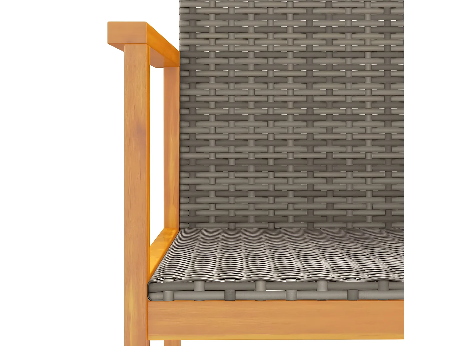 Chaises de jardin lot de 2 gris résine tressée et bois massif