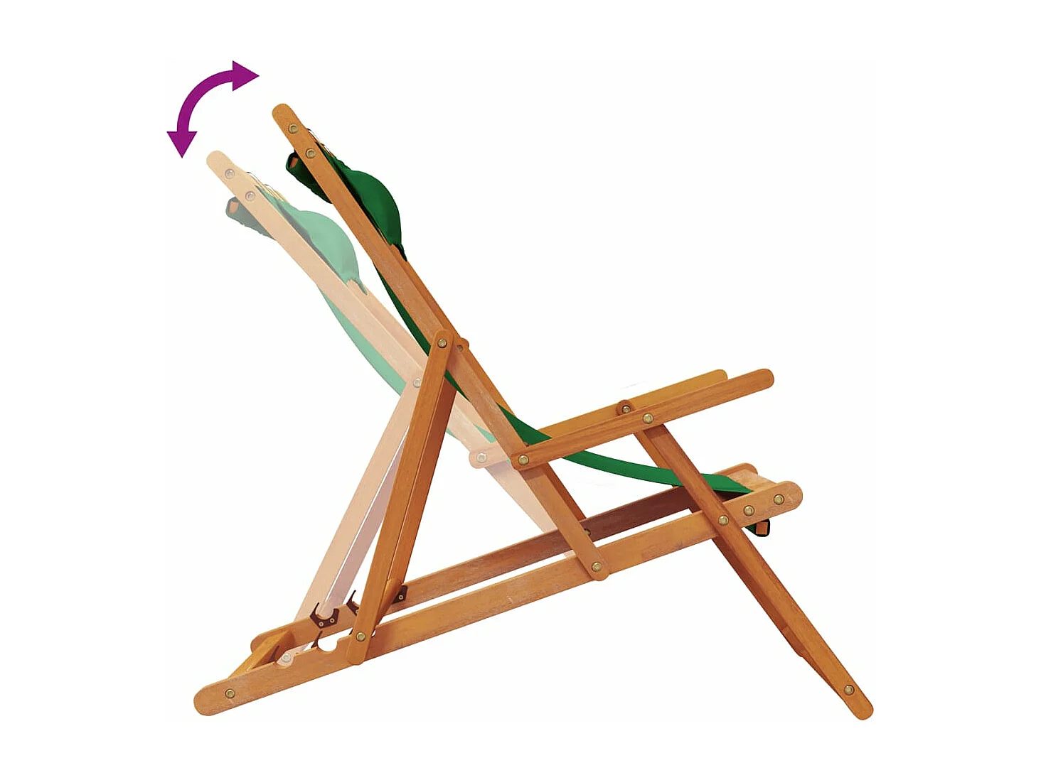 Strandstoelen 2 st inklapbaar stof groen