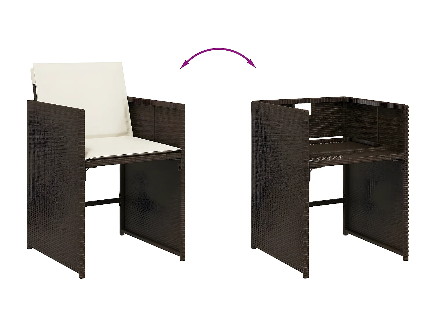 Chaises de jardin avec coussins lot de 4 marron résine tressée