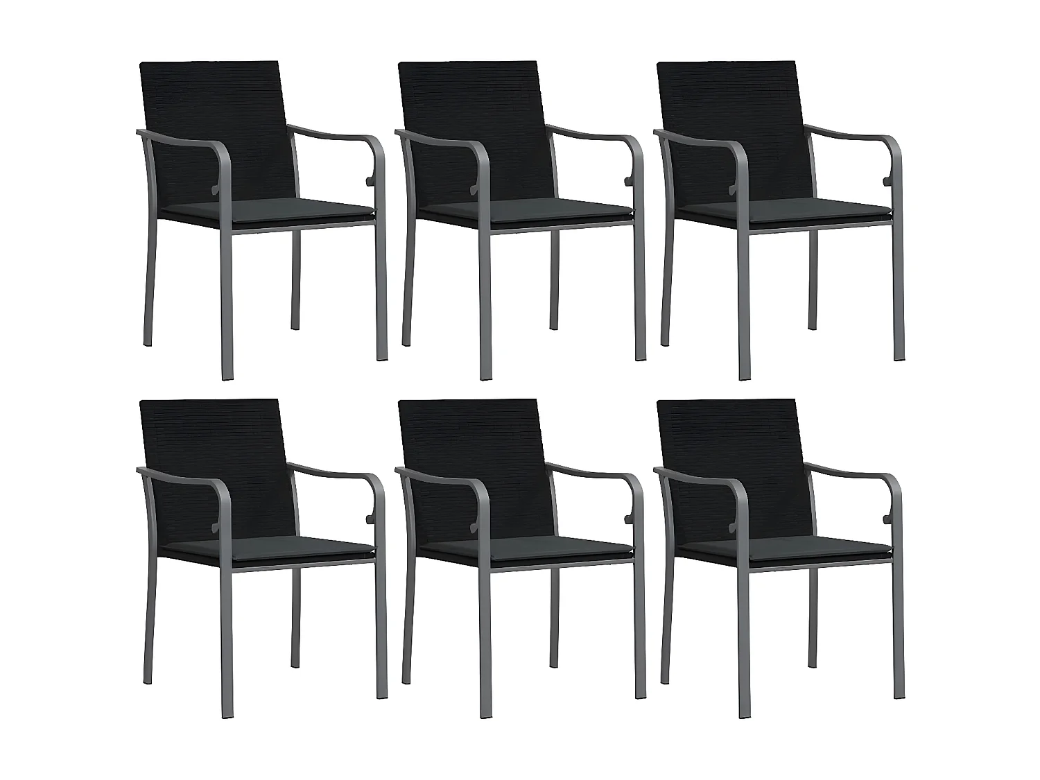 Chaises de jardin avec coussins lot de 6 noir 56x59x84 rotin