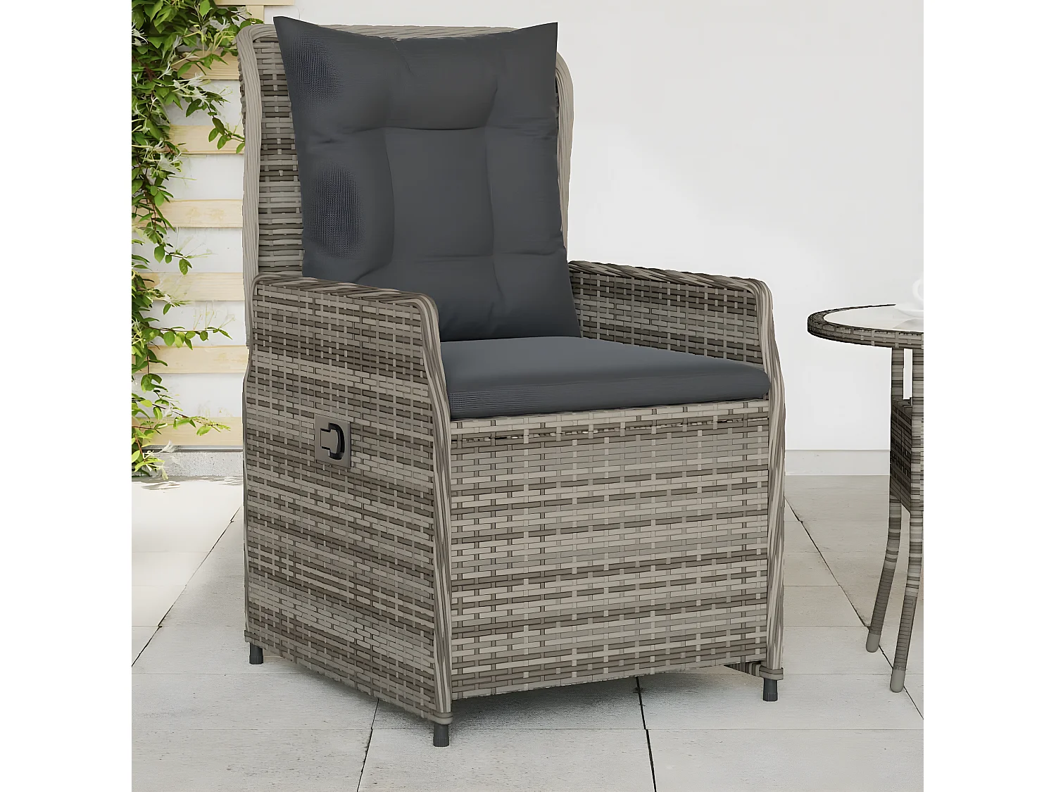 Chaises inclinables de jardin lot de 2 gris résine tressée