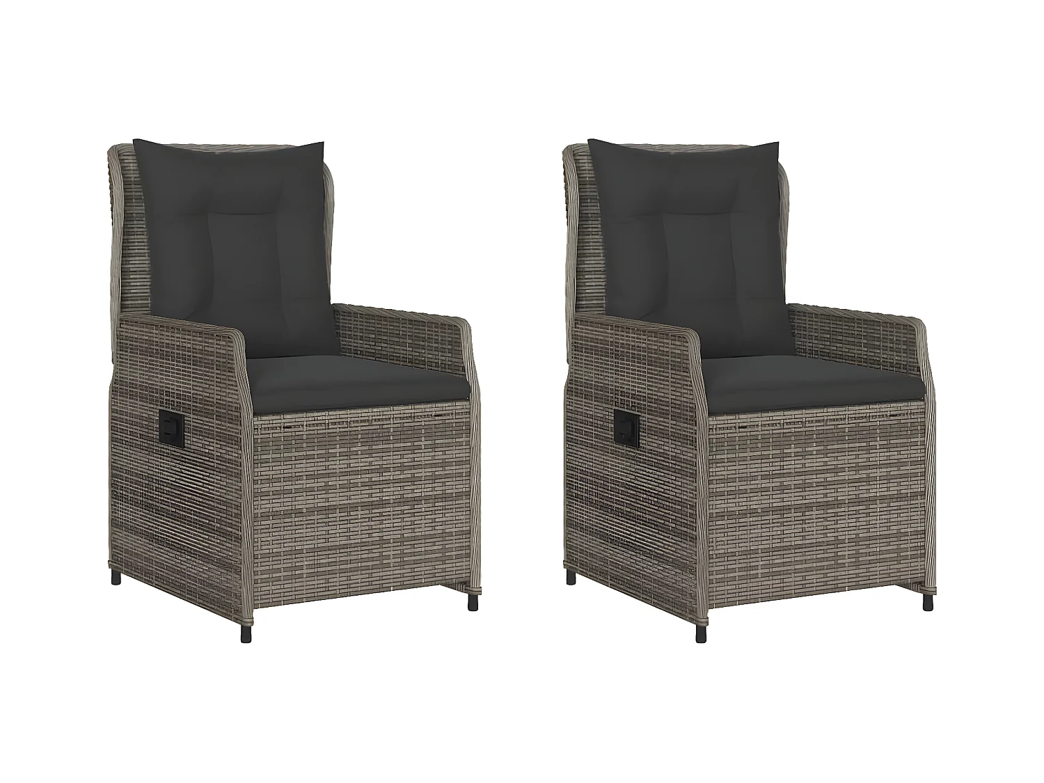 Chaises inclinables de jardin lot de 2 gris résine tressée