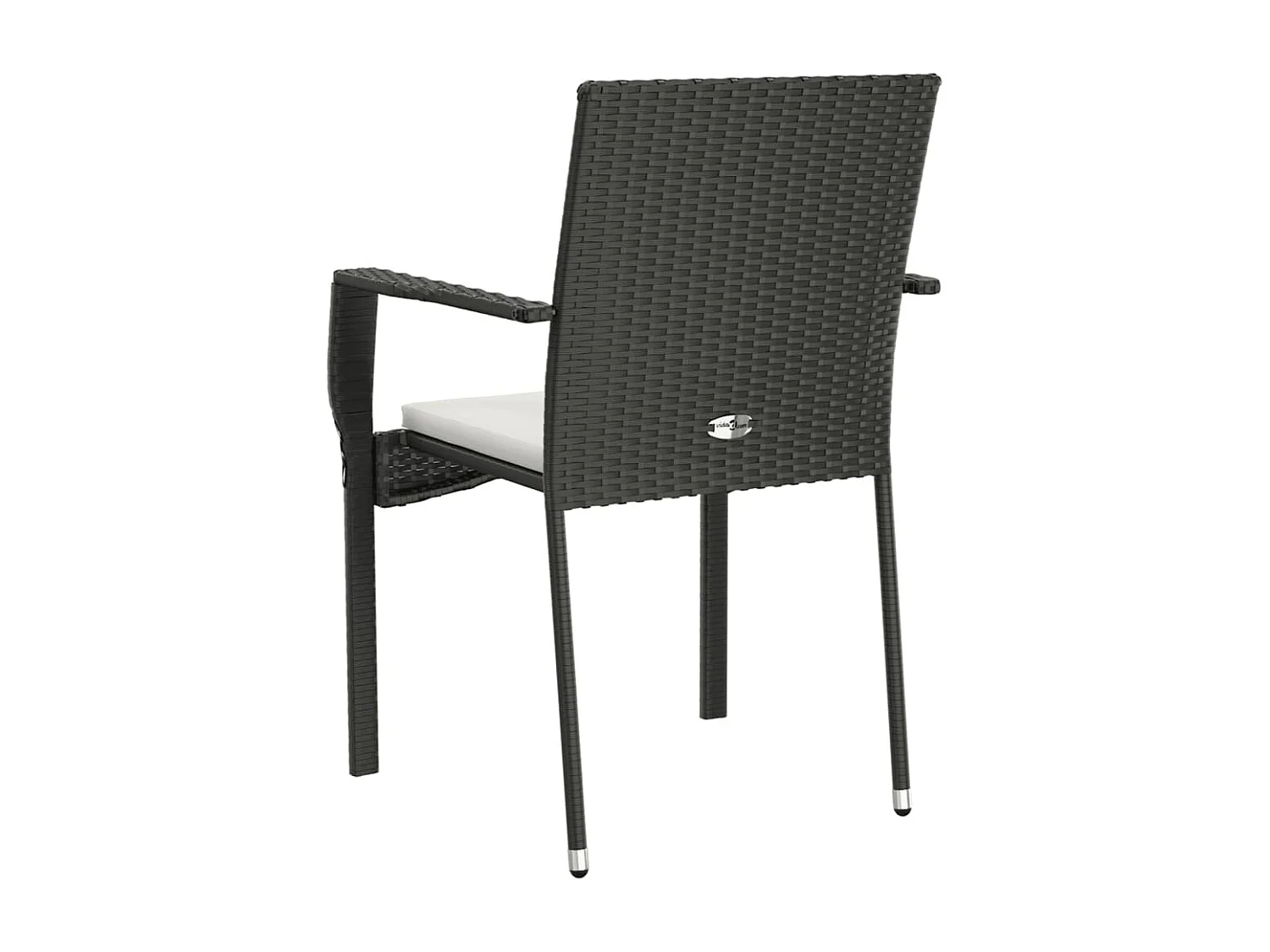 Chaises de jardin 2 pcs avec coussins Résine tressée Noir