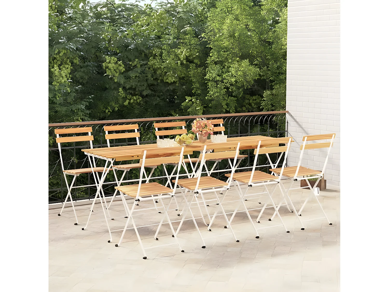 Chaises de bistrot pliantes lot de 8 Bois d'acacia solide acier