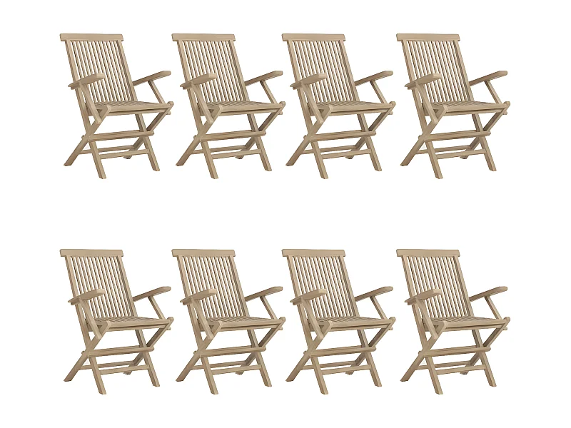Chaises de jardin pliantes lot de 8 gris 56x61x89 bois teck