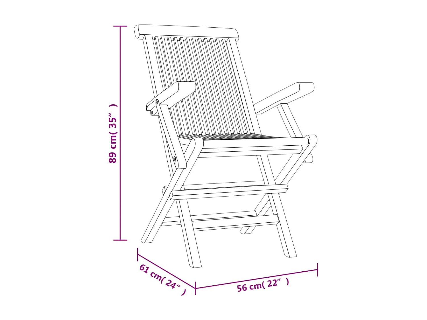 Chaises de jardin pliantes lot de 8 gris 56x61x89 bois teck