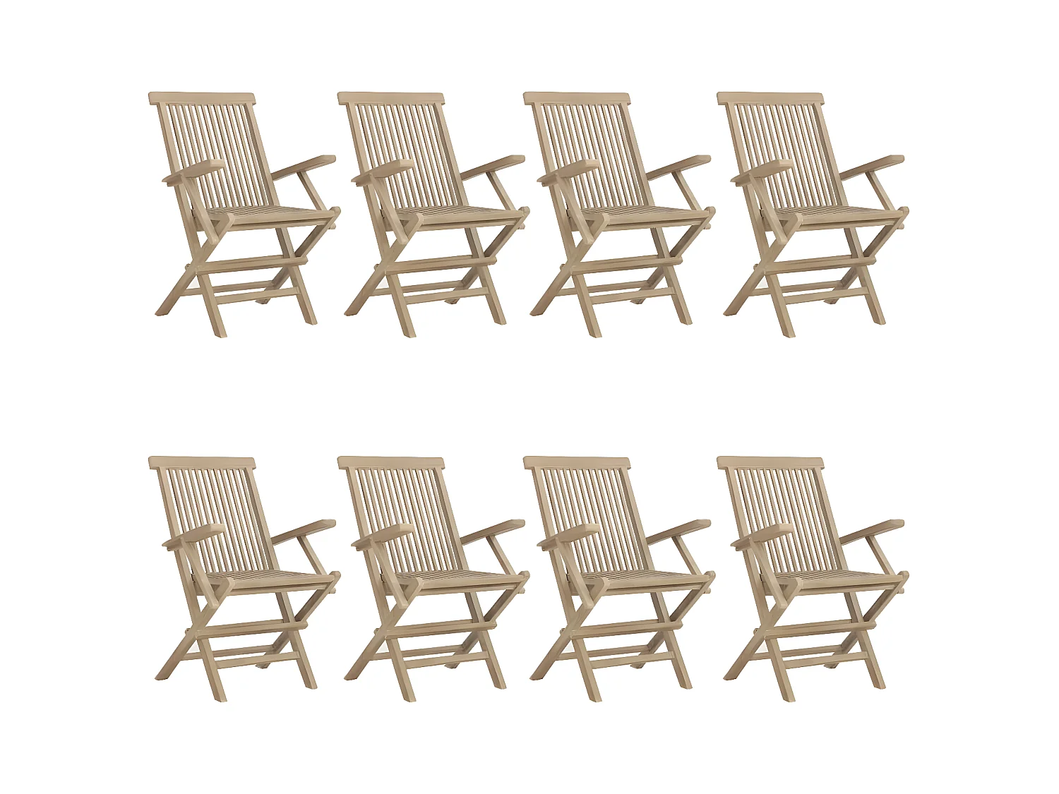 Chaises de jardin pliantes lot de 8 gris 56x61x89 bois teck