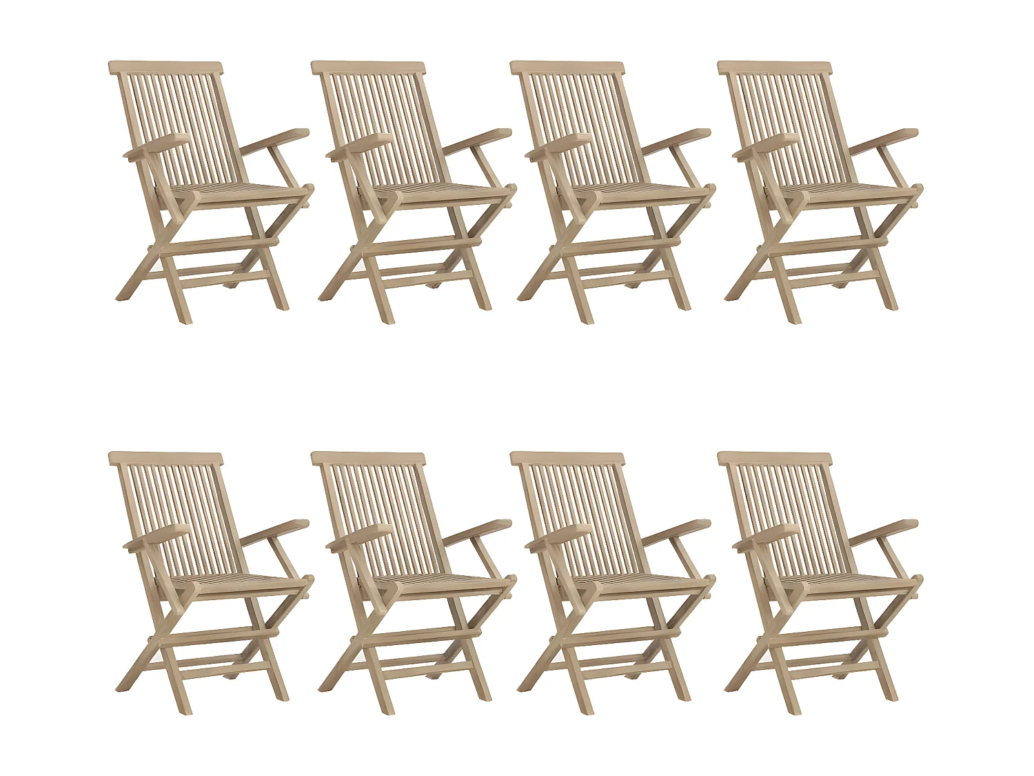 Chaises de jardin pliantes lot de 8 gris 56x61x89 bois teck