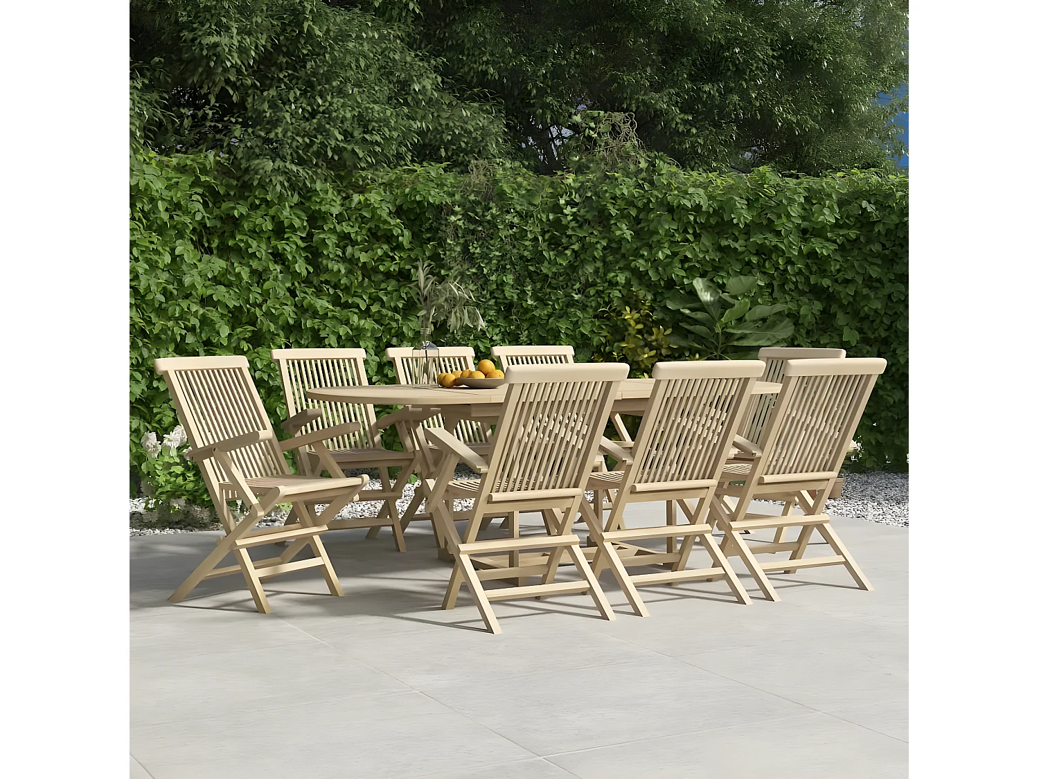 Chaises de jardin pliantes lot de 8 gris 56x61x89 bois teck