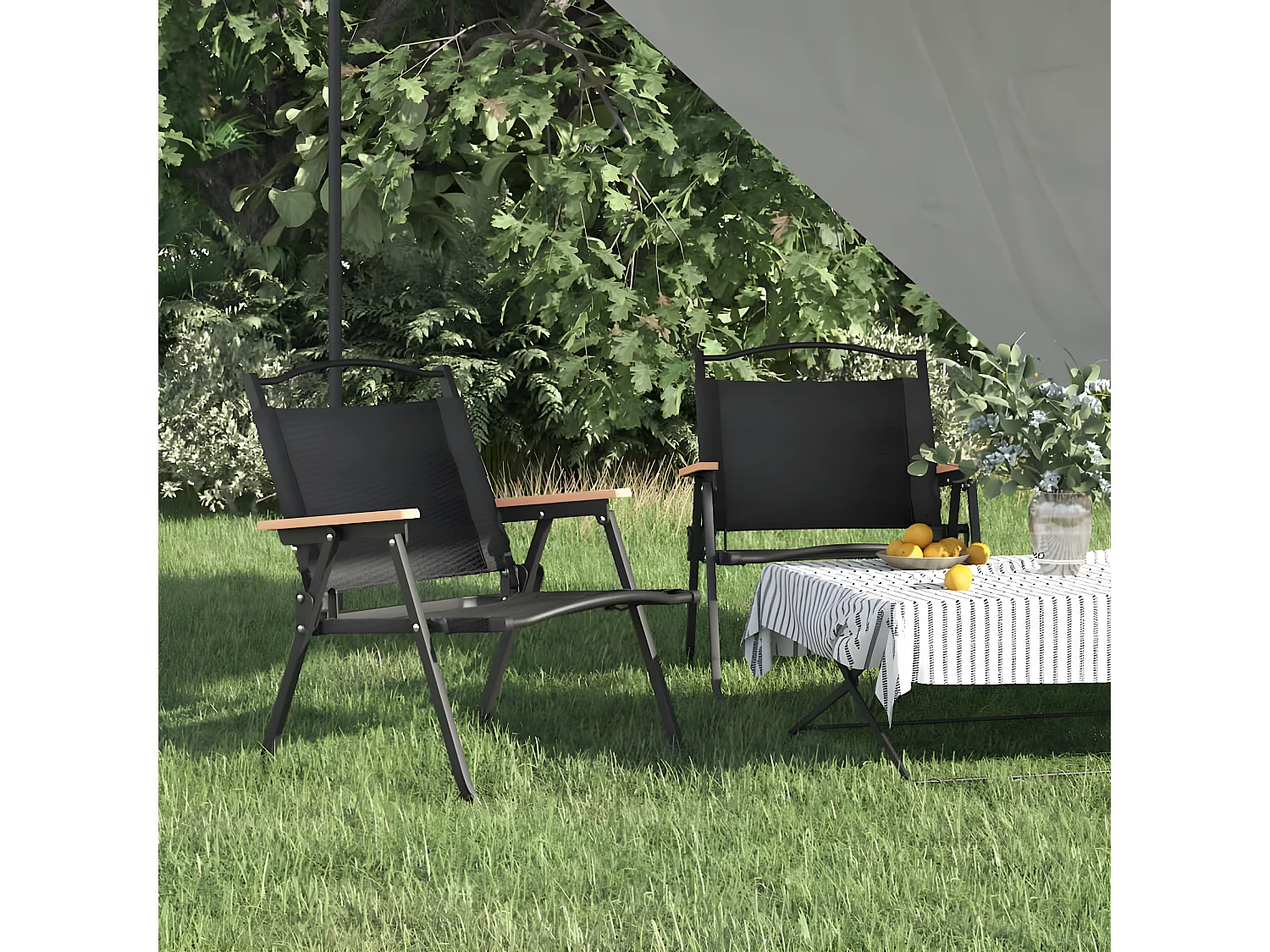 Chaises de camping 2 pcs Noir 54x43x59 Tissu Oxford