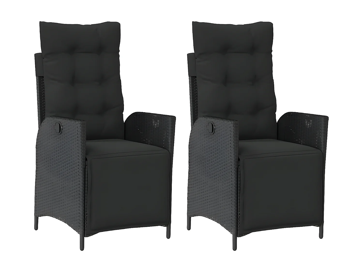 Chaises inclinables de jardin lot de 2 repose-pied noir rotin