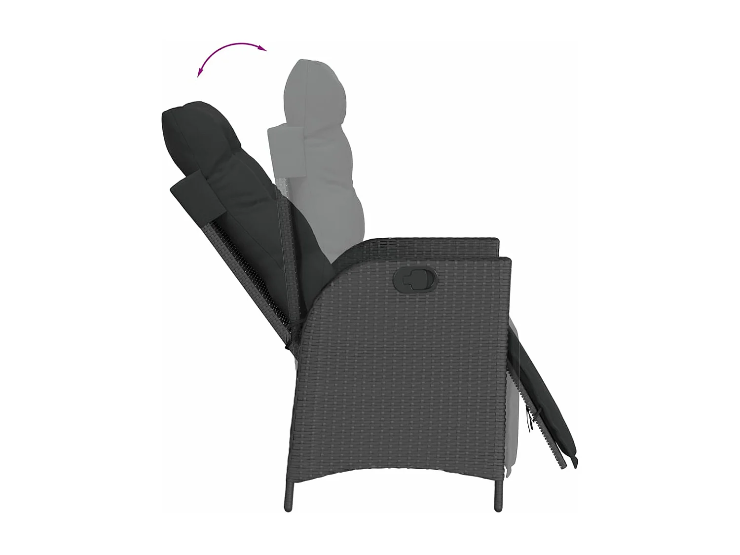 Chaises inclinables de jardin lot de 2 repose-pied noir rotin