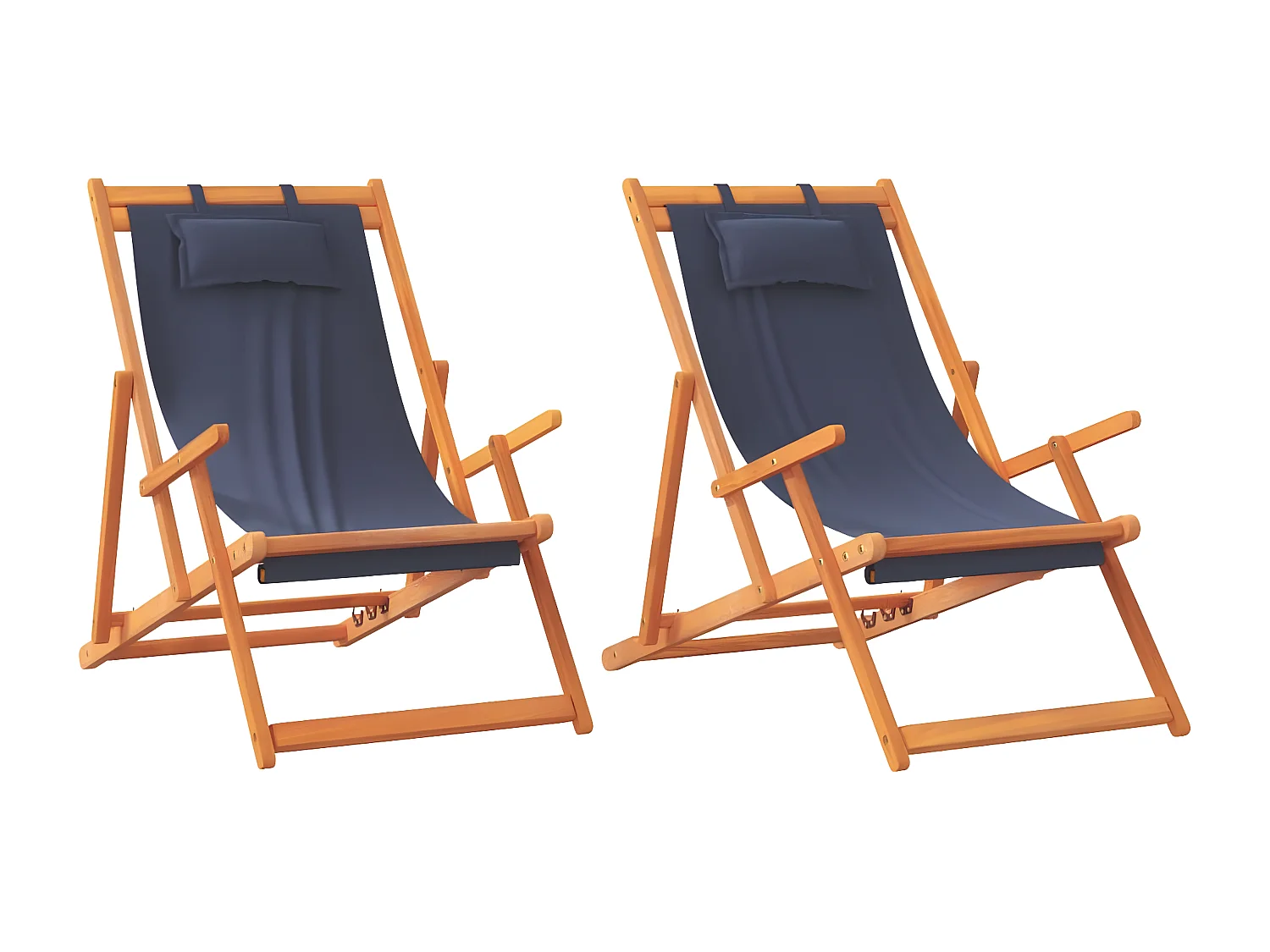 Chaises de plage pliables lot de 2 bleu tissu