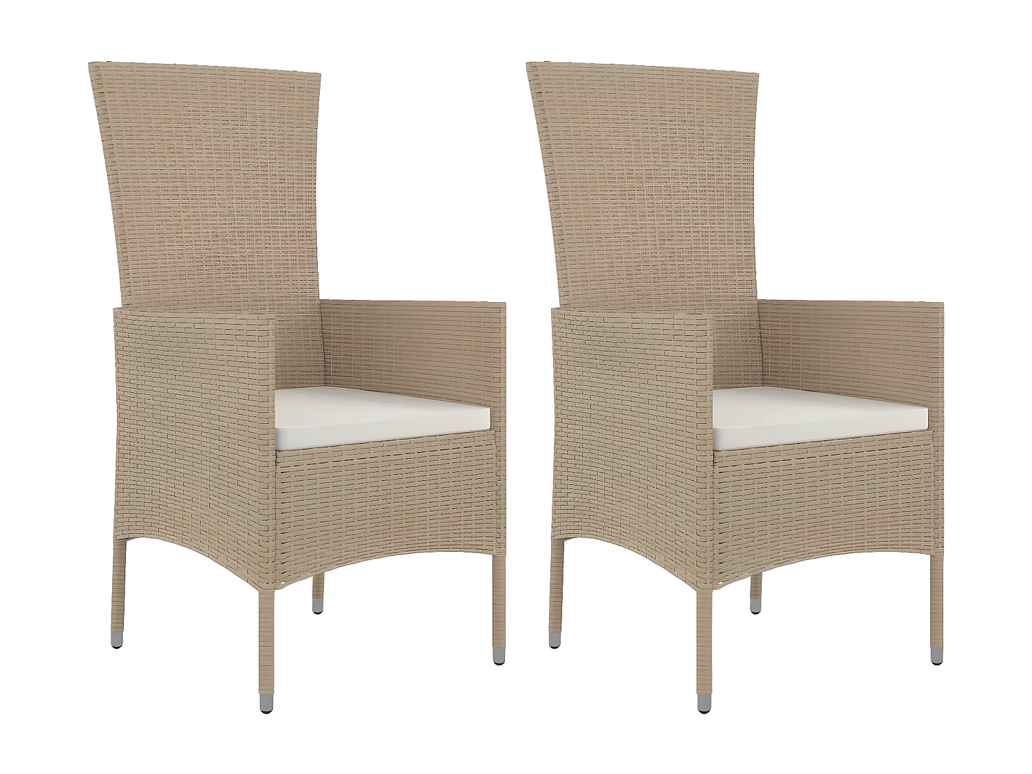 Chaises de jardin avec coussins lot de 2 Résine tressée Beige