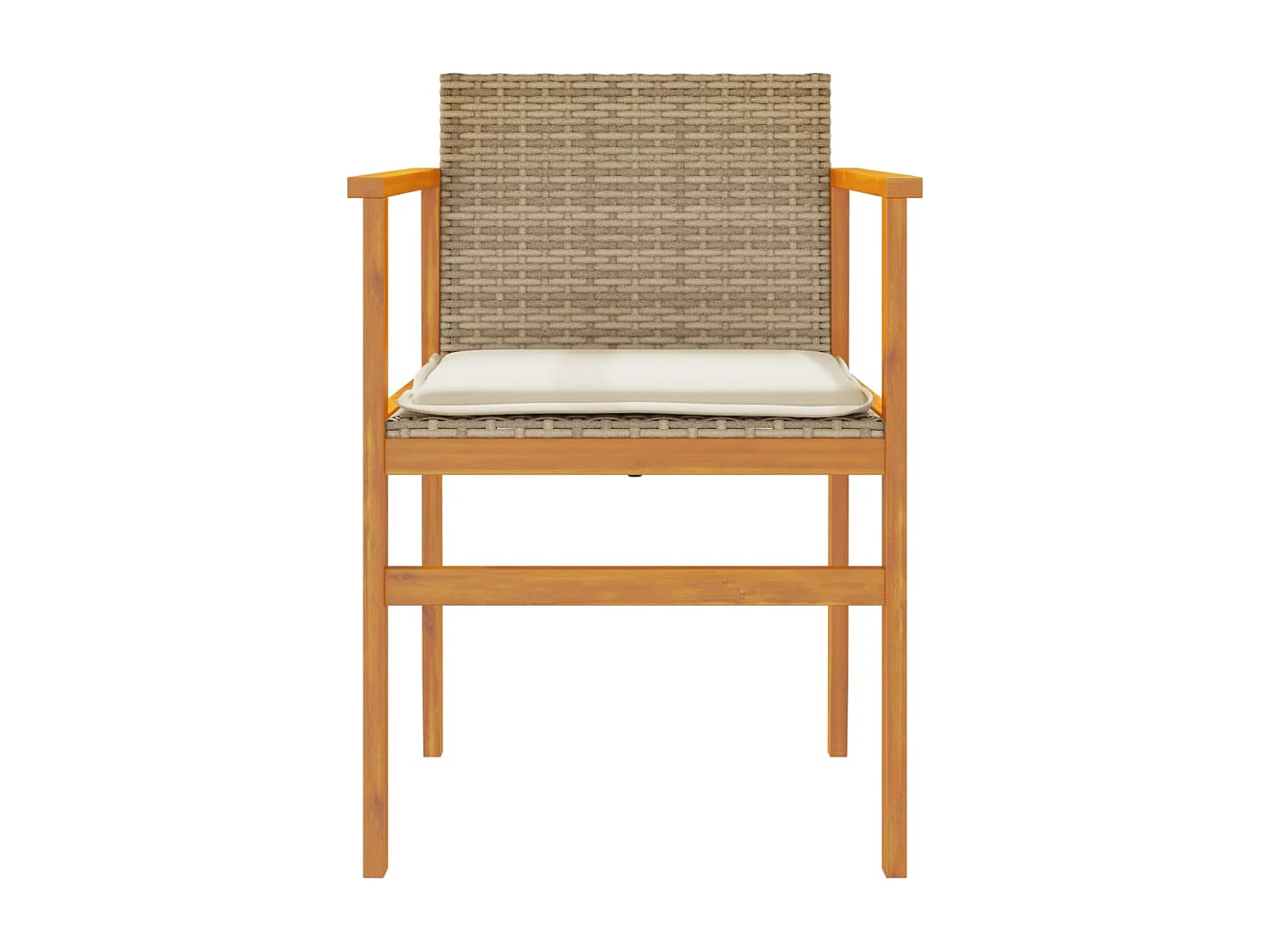 Chaises de jardin coussins lot de 2 beige résine tressée bois