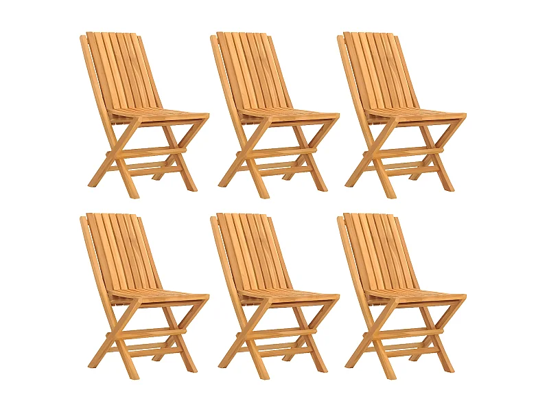 Chaises de jardin pliantes lot de 6 47x47x89 bois massif teck
