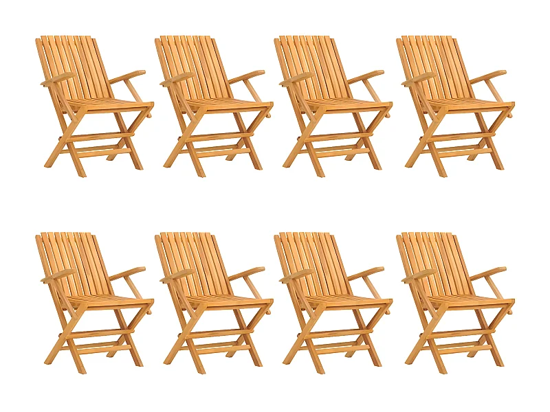 Chaises de jardin pliantes lot de 8 61x67x90 bois massif teck