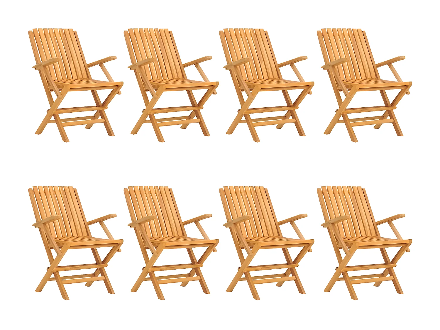 Chaises de jardin pliantes lot de 8 61x67x90 bois massif teck